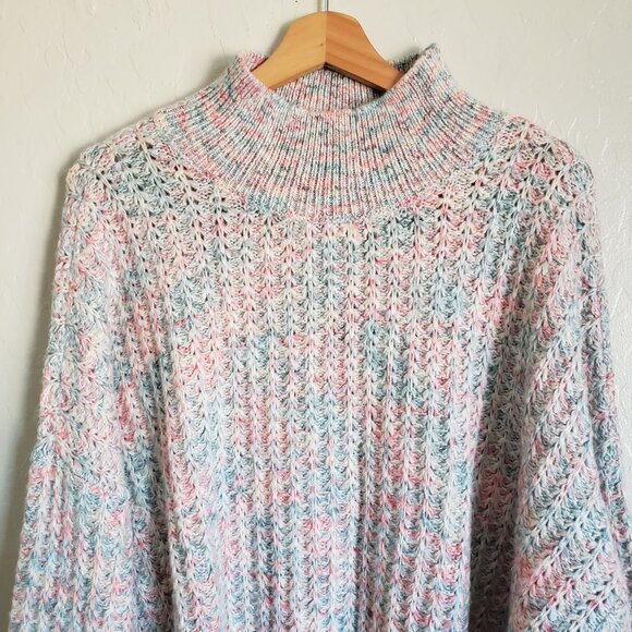 LC Lauren Conrad Knit Pastel Mock Neck Sweater Blue/Pink Sz Women's XXL Metallic - Picture 3 of 11